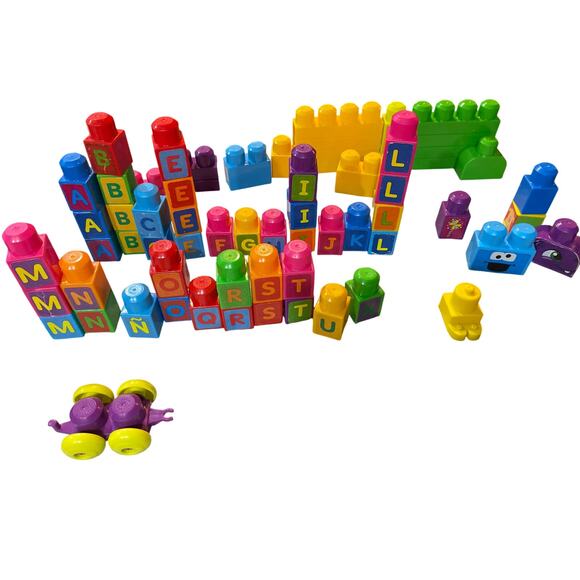 Sesame Street Alphabet Mega Blocks 66 Blocks in Bag (incomplete) - Picture 6 of 8